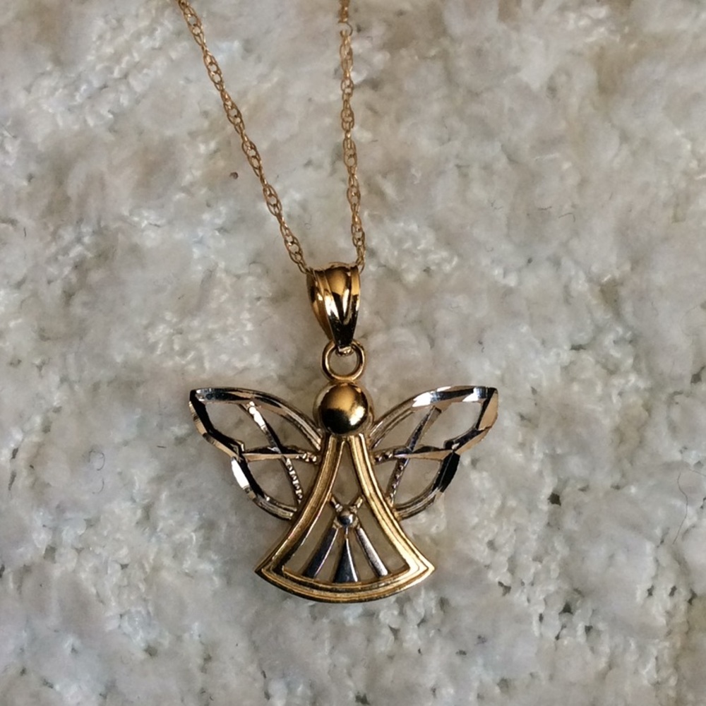 14 karat gold angel necklace